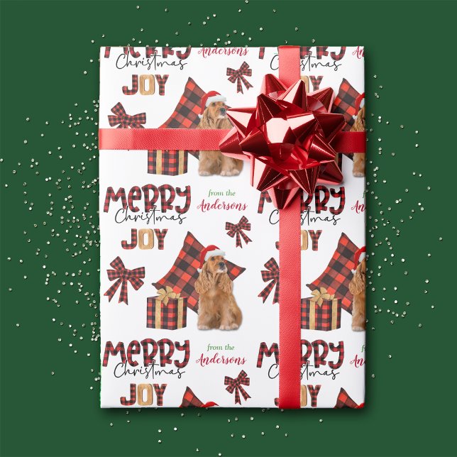 Buffalo Plaid Cocker Spaniel Dog Christmas Wrapping Paper (Creator Uploaded)