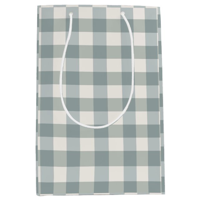 Buffalo Plaid Country Farmhouse Green White Medium Gift Bag (Front)