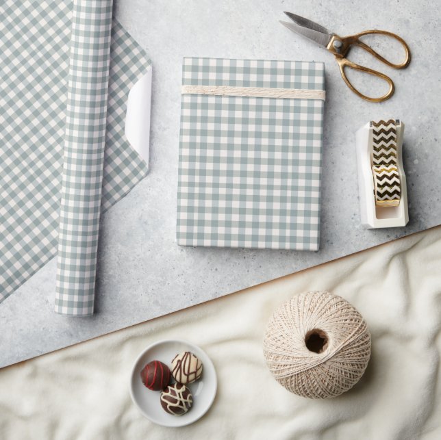 Buffalo Plaid Country Farmhouse Green White Wrapping Paper (Crafts)