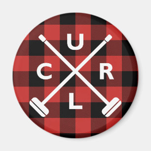 Buffalo Plaid Crossé Pièces Magnet - Rouge