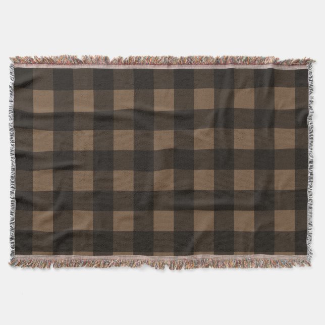Buffalo plaid custom colour brown throw blanket (Front)