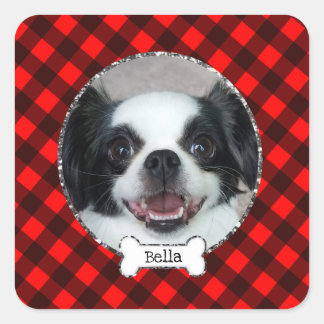 Buffalo Plaid Custom Pet Photo Stickers
