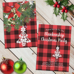 Buffalo Plaid Custom Photo Christmas Tree Holiday  Card