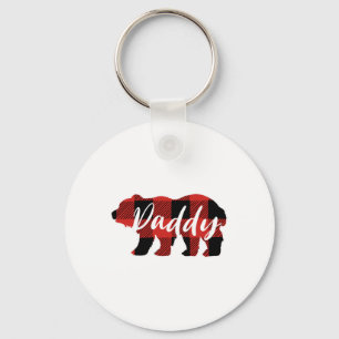 Buffalo Plaid Daddy Bear Fathers Day Gifts Keychain