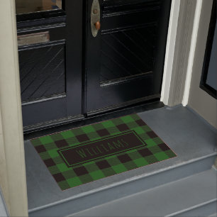 Buffalo Plaid Dark Green and Black Door Mat