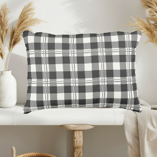 Buffalo Plaid Dark Grey and Buttercream Plain Accent Pillow