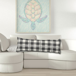 Buffalo Plaid Dark Grey and Buttercream Plain Body Pillow
