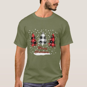 buffalo plaid decorated christmas pine trees T-Shirt