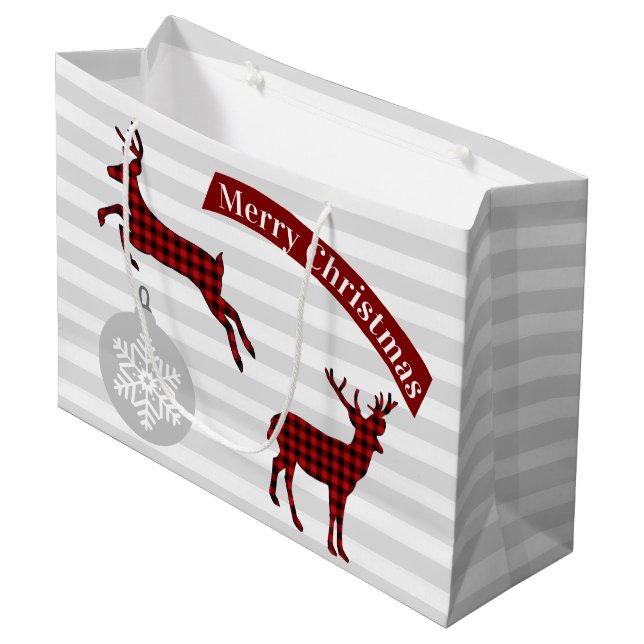 Buffalo Plaid Deer Christmas Cadeau Sac (Devant Angle)