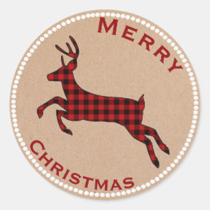 Buffalo Plaid Deer Holiday Stickers