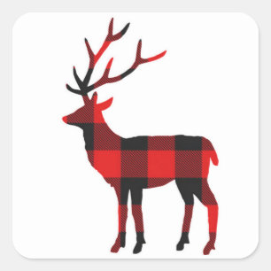 Buffalo Plaid Deer Holiday Stickers