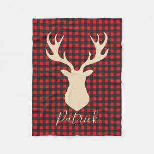 Buffalo plaid deer personalized blanket