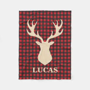 Buffalo plaid deer personalized blanket