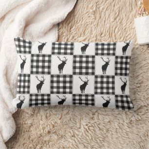 Buffalo Plaid Deer Rustic Woodland Pattern Lumbar Pillow