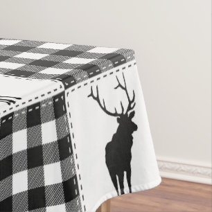 Buffalo Plaid Deer Rustic Woodland Pattern Tablecloth