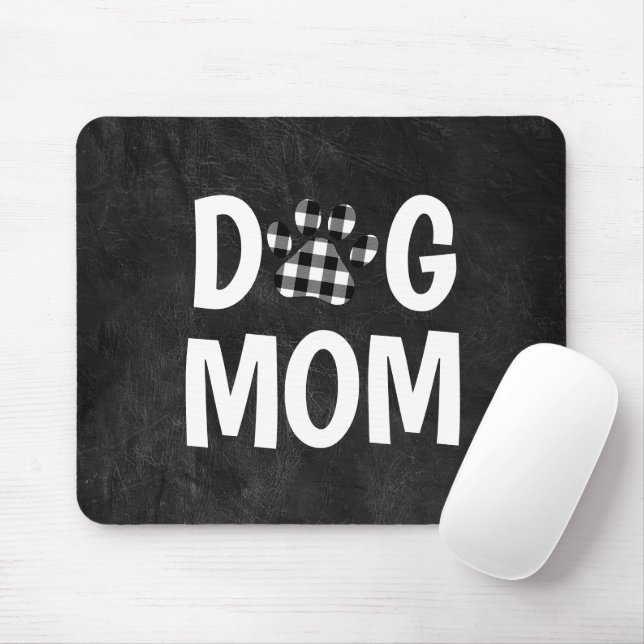 Buffalo Plaid DOG MOM Pawprint  Mouse Pad (With Mouse)