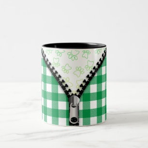 Buffalo Plaid Dog Paws  Two-Tone Coffee Mug