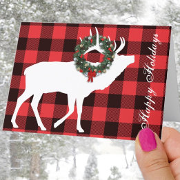 Buffalo Plaid Elk Silhouette Wreath Template