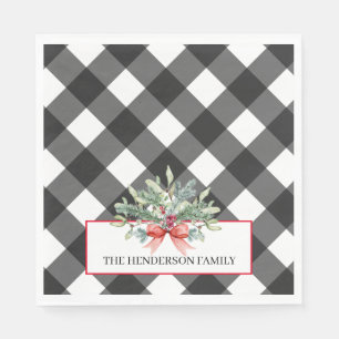 Buffalo Plaid Family Christmas Napkin
