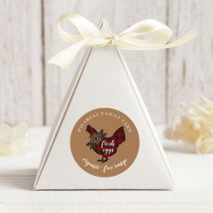 Buffalo Plaid Family Farm Chicken  Classic Round Sticker