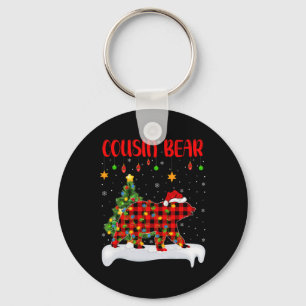 Buffalo Plaid Family Matching Cousin Bear Christma Keychain