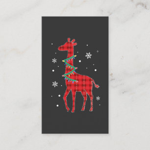 Buffalo Plaid Family Matching Giraffe Christmas Pa Business Card
