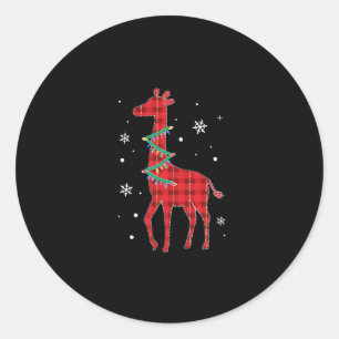 Buffalo Plaid Family Matching Giraffe Christmas Pa Classic Round Sticker