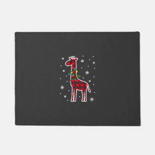 Buffalo Plaid Family Matching Giraffe Christmas Pa Doormat