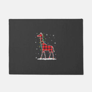 Buffalo Plaid Family Matching Giraffe Christmas Pa Doormat