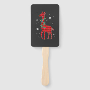 Buffalo Plaid Family Matching Giraffe Christmas Pa Hand Fan
