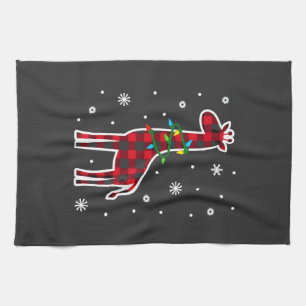 Buffalo Plaid Family Matching Giraffe Christmas Pa Kitchen Towel