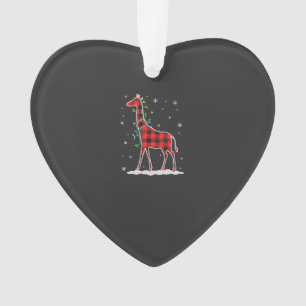 Buffalo Plaid Family Matching Giraffe Christmas Pa Ornament