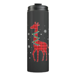 Buffalo Plaid Family Matching Giraffe Christmas Pa Thermal Tumbler