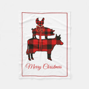 Buffalo Plaid Farm Animal Christmas Blanket