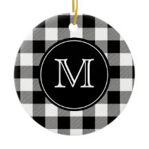 Buffalo Plaid  Farmhouse Black and White Monogram