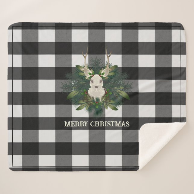 Buffalo Plaid Festif Reindeer Noël (Devant (Horizontal))