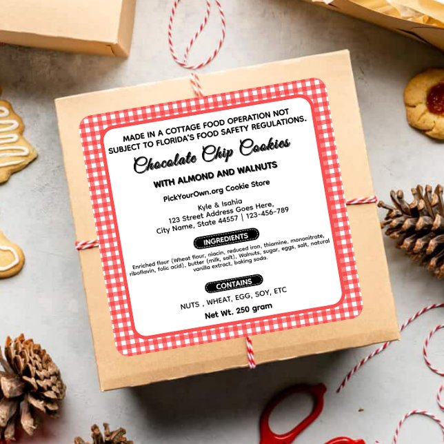 Buffalo plaid Florida cottage food label (Creator Uploaded)