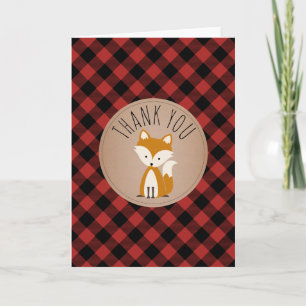 Buffalo Plaid Fox Baby Shower Thank You