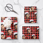 Buffalo Plaid & Funny Face Photo Santa Christmas  Wrapping Paper Sheet<br><div class="desc">Add laughter to the holidays with this buffalo plaid Santa wrapping paper that lets you upload a funny face photo to create a playful Santa look. Perfect for family gatherings, white elephant parties, or wrapping gag gifts, this custom holiday wrap blends the classic red plaid background with a silly twist....</div>