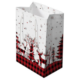 Buffalo Plaid Gingham Festive Christmas Medium Gift Bag