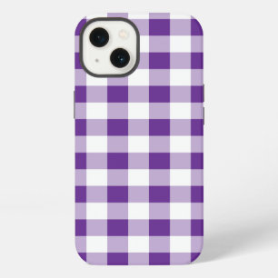 Buffalo Plaid Gingham Pattern Girly Purple White iPhone 13 Case