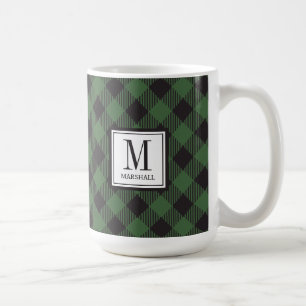 Buffalo Plaid Green Custom Name Coffee Mug