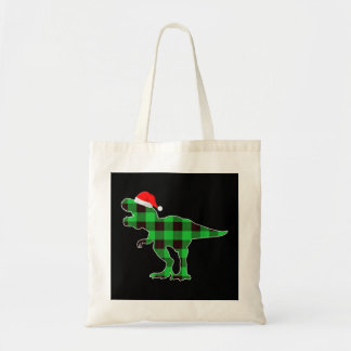 Buffalo Plaid Green Dinosaur T Rex Funny Christmas Tote Bag