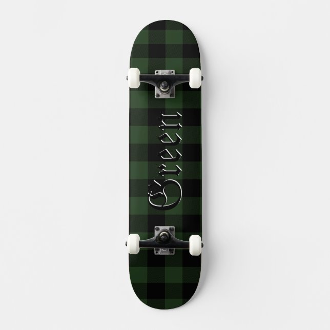 Buffalo Plaid Green Tartan Scottish Plaid Pattern Skateboard (Front)