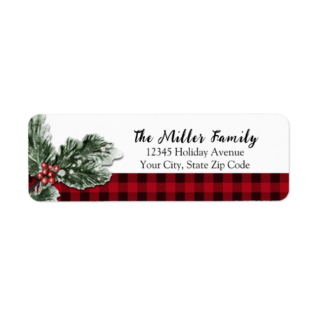 Buffalo plaid greenerverholiday adresse de retour (Devant)