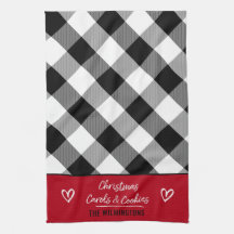 Buffalo Plaid Heart Christmas Carols and Cookies K