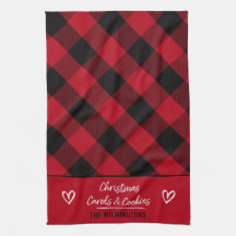 Buffalo Plaid Heart Christmas Carols and Cookies