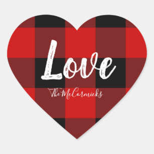 Buffalo Plaid Heart Love Valentines Heart Sticker