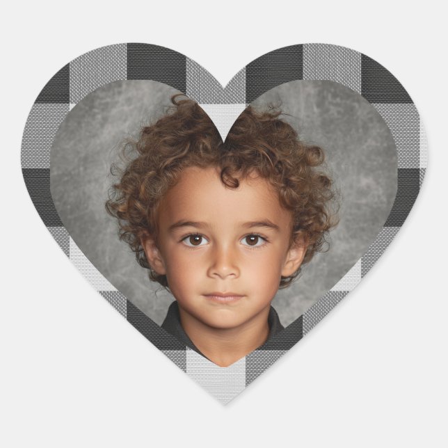 Buffalo Plaid Heart Photo Sticker Custom Picture   (Front)