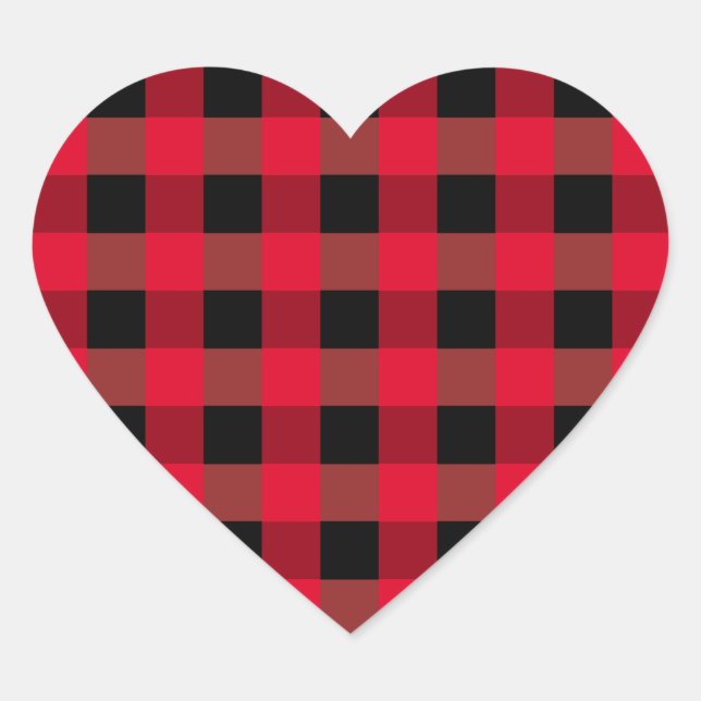 Buffalo plaid heart sticker (Front)